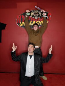 Jeff Pebley with Kevin Lepine and the championship belt, Hypnosis Unleashed