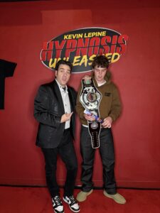 Jeff Pebley with Kevin Lepine and the championship belt, Hypnosis Unleashed